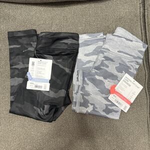 Lot of 2 Athleta Girls Printed Chit Chat Capri Black Gray Camo Size XS 6 New